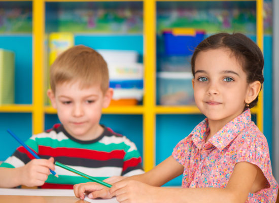 Cute children study at daycare